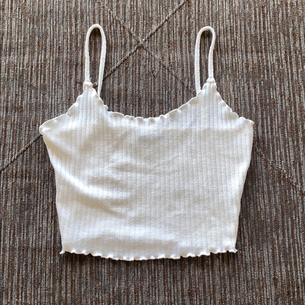 White Ribbed Crop Top